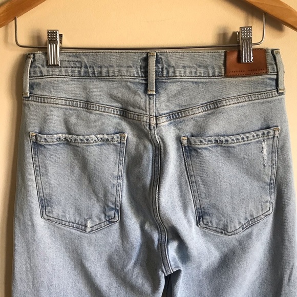 Citizens Of Humanity Demy Cropped Flare Light Wash Distressed Denim Jeans - Picture 9 of 12